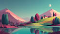 illustrate beautiful flat landscape illustration art