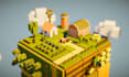 create low poly isometric environment, game asset, level design in ps1 ps2 style