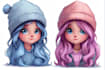 do cute chibi character, cartoon , sticker and emoticons