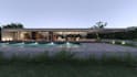 reimagine 3d planar house exterior, single level villa, section plan,pool render