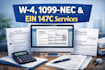 prepare w4 file 1099 nec and recover ein 147c