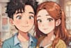 draw a cute cartoon couple avatar