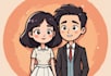 create a professional cartoon couple art