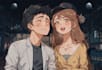 illustrate cartoon couple in disney style