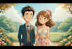 create a lovely cartoon couple portrait art
