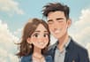 design a personalized cartoon couple portrait