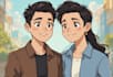 make a cute cartoon couple illustration art