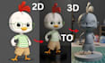 convert 2d concept image to 3d printable model for toy figurine, action figure