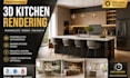 create photorealistic 3d kitchen render for interior design or real estate