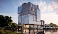 cgi high rise retail office,multi purpose house,3d glass facade,landscape render