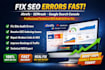 fix ahrefs site audit, semrush errors, google search console issues