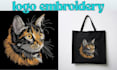 do logo and text embroidery, digitize image, convert to pes dst pxf jef emb
