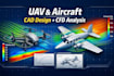 do uav, drone and aircraft cad design with cfd analysis