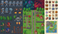 draw retro 2d pixel art pixel character spritesheet animation pixel map tileset