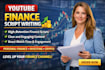 youtube scriptwriting, video scripts, finance  scriptwriting, social media