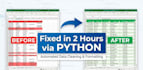 clean, merge, and format your messy excel, CSV, or json data using python