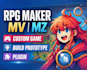 develop complete modular custom game, build prototype, plugin in rpg maker mz mv