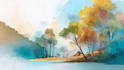 draw a watercolor landscape illustration