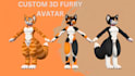 create stylized furry vr chat avatar, vtuber, 3d avatar, vr character nsfw