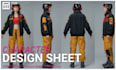 create a professional character design sheet with turnaround views