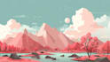 draw a flat vector landscape illustration