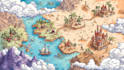 draw cartoon fantasy map illustration, doodle hand drawn