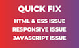fix html css issue jquery error responsive issue