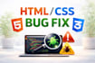 fix HTML CSS bugs and responsive design issues