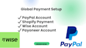setup verified wise account paypal shopify payment payoneer