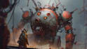 draw amazing character mecha robot illustration