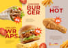 create a minimalist fast food logo and brochure set