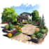 design front yard, backyard, home garden as landscape architect