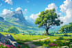 draw a realistic landscape or background illustration