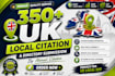 build 350 UK local citations and directory listings for local SEO