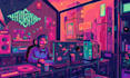 do 2d retro 8bit 16bit pixel art character looping lofi animation, animated gif