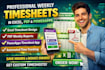 design professional weekly timesheets with excel, PDF and powerapps app