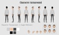 design a high quality 2d digital character with 8 angle model sheet