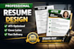 modern ats friendly resume and CV in canva