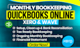 setup, clean up, accounting and bookkeeping using quickbooks online, xero, wave
