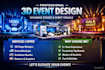 design 3d event stage, virtual staging, 3d rendering, event design, planning