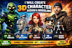 create 3d character design, 3d character modeling, 3d art, 3d design, 3d rigging