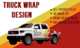 design pickup truck wrap design or any vehicle wrap design, truck wrap design