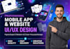 do figma app design, mobile app UI UX and website landing page design
