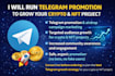 run telegram promotion to grow crypto, nft project to users telegram promotion