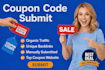 submit coupon code submission, promo code, deal promotion discount code