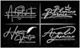 do handwritten, scripted, signature and cursive logo