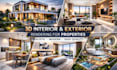 do luxury photorealistic 3d kitchen interior rendering for homes in 24hrs