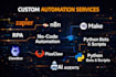 build web bots, rpa automation, ai agents, python scripts, zapier, n8n, uipath