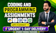do coding or cs assignments, projects and tasks in python, java, c, cpp, r, rust