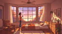 create authentic lofi girl loop, lofi cartoon loop animation gif animation video